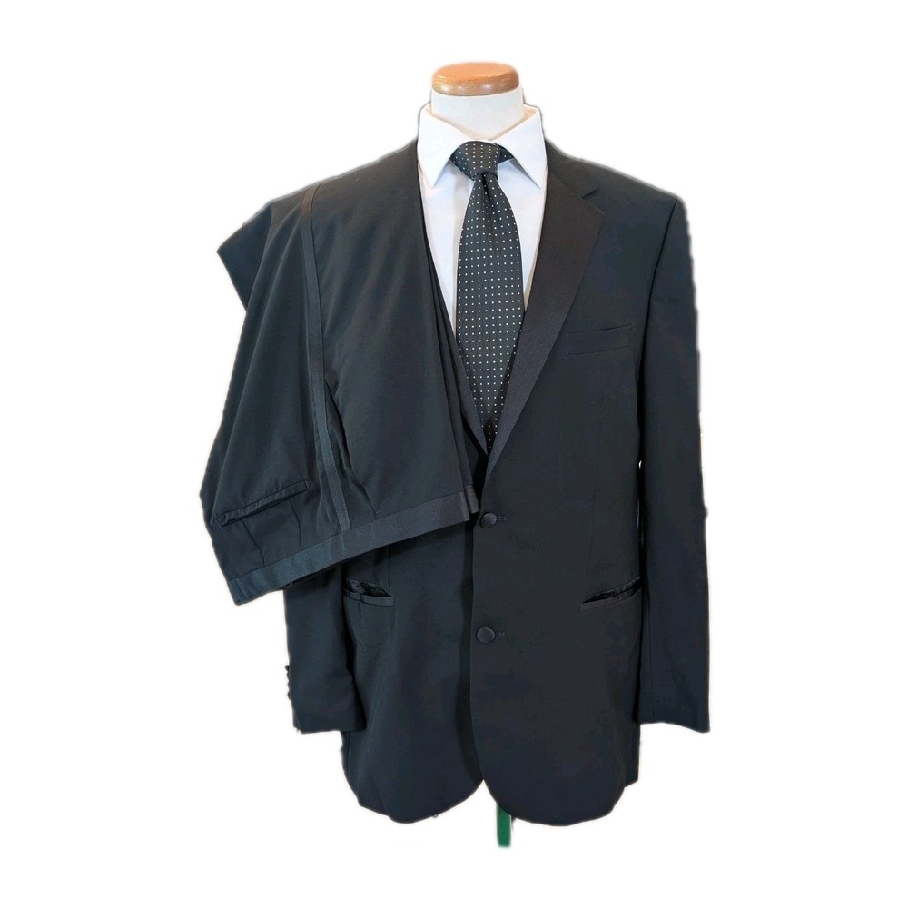 Mens LUXURY HUGO BOSS "STARS/GLAMOUR"‎ WOOL TUXEDO SUIT In BLACK 46L 36x33 Pants